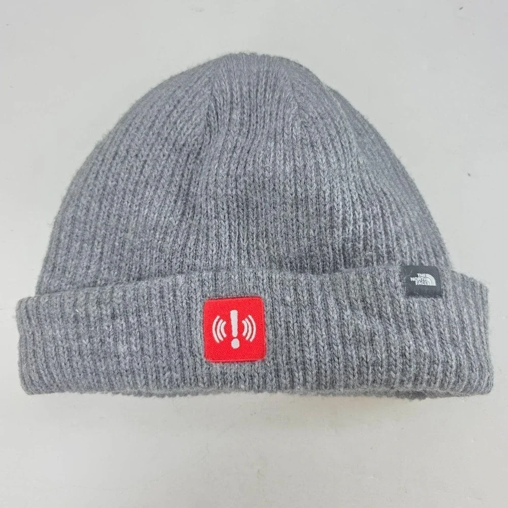The North Face Gray Knit Beanie Winter Hat Cuffed One Size Unisex